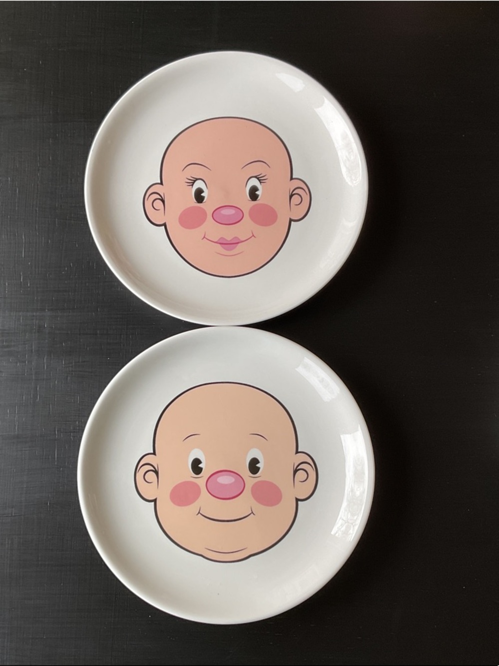 Mr. & Mrs.Fred “plays with his food” Food. face Plate Set